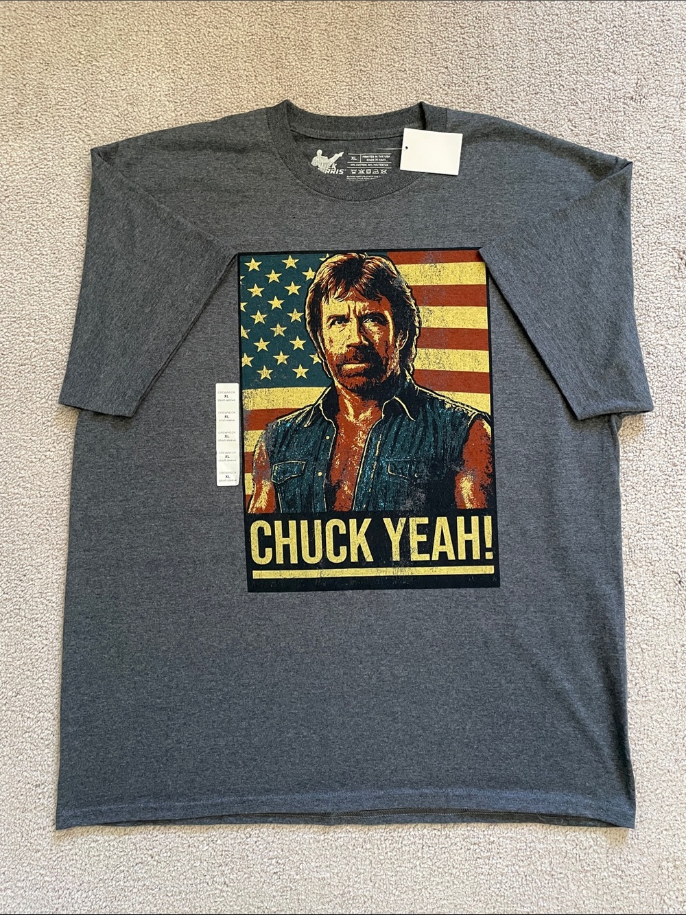 🔥 NWT Chuck Norris "Chuck Yeah!" Tee - XL Patriotic